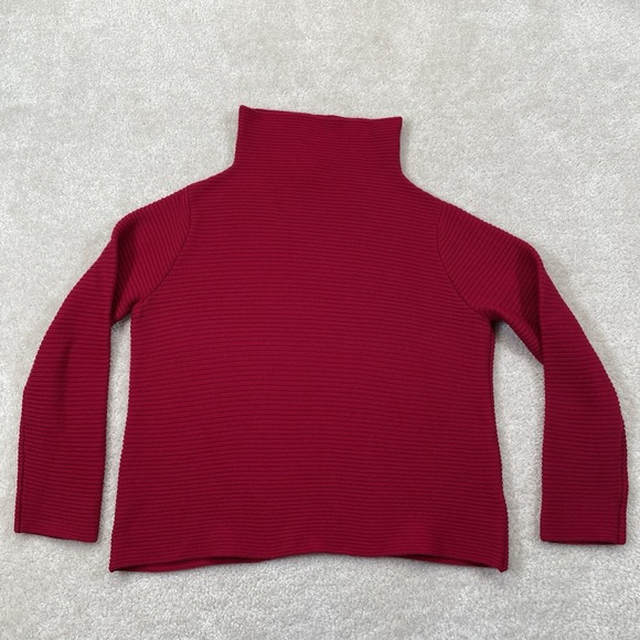 Eileen Fisher Sweaters - Eileen Fisher Merino Wool Funnel Neck Sweater Womens PP Petite (2P-4P)Red Ribbed